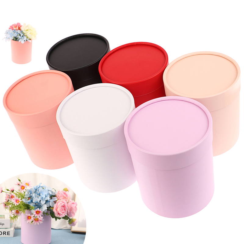 Florist Supply Buckets - 14x15cm Round Flower Paper Boxes Lid