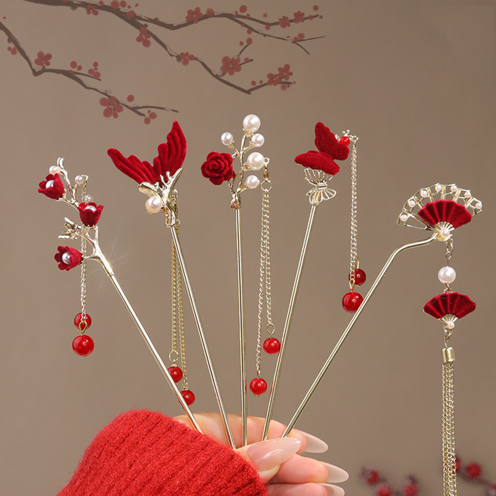 Chinese Style Rose Flower Hair - Florist Supplies บทวิจารณ์และราคา
