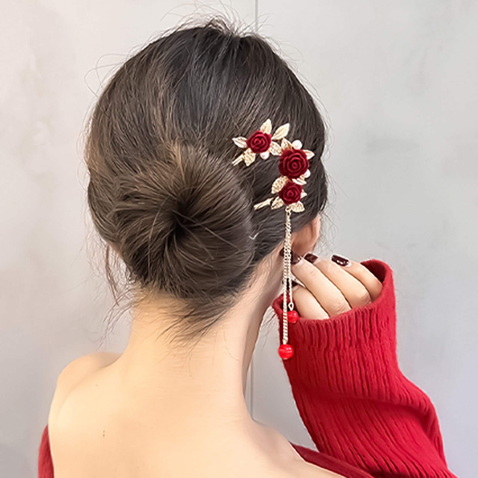 Chinese Style Rose Flower Hair - Florist Supplies บทวิจารณ์และราคา