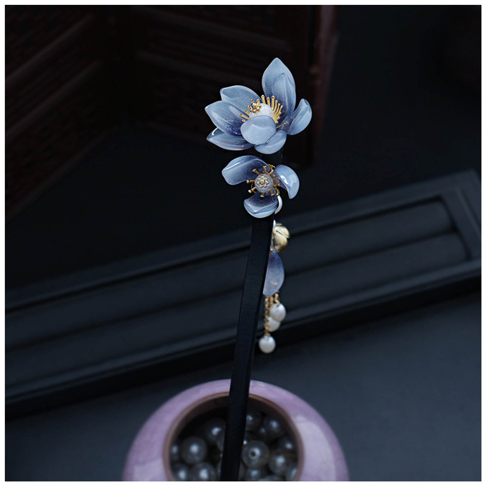 Blue Flower Hair Stick Vintage - Florist Supplies บทวิจารณ์และราคา
