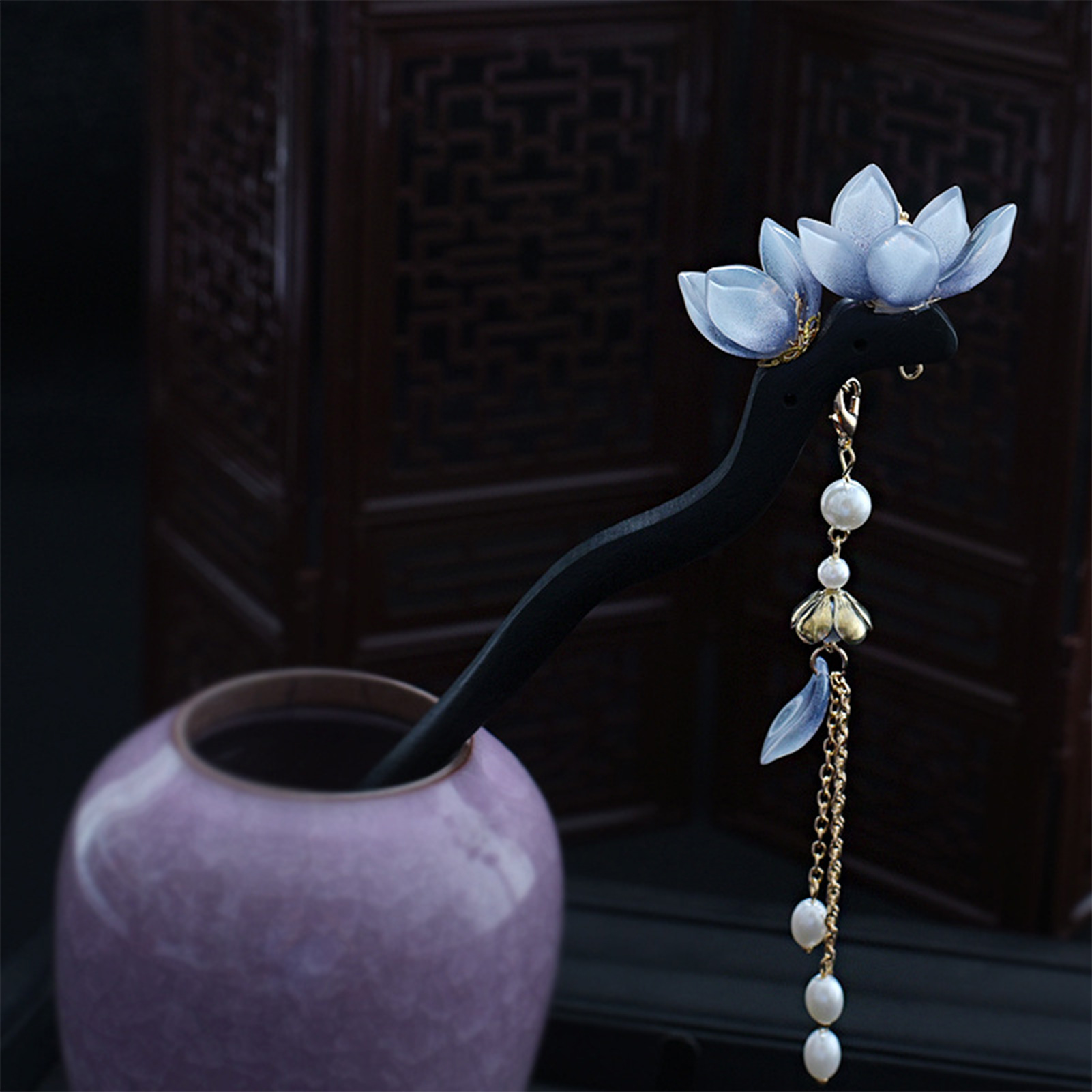 Blue Flower Hair Stick Vintage - Florist Supplies บทวิจารณ์และราคา