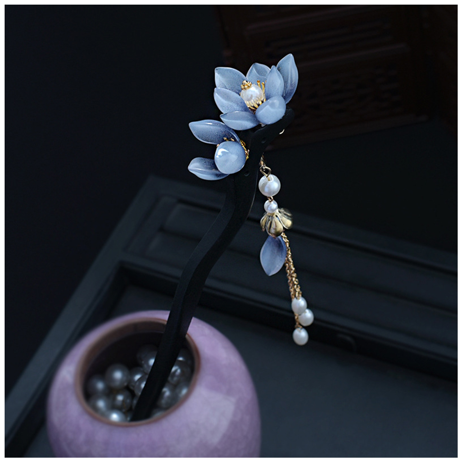 Blue Flower Hair Stick Vintage - Florist Supplies บทวิจารณ์และราคา