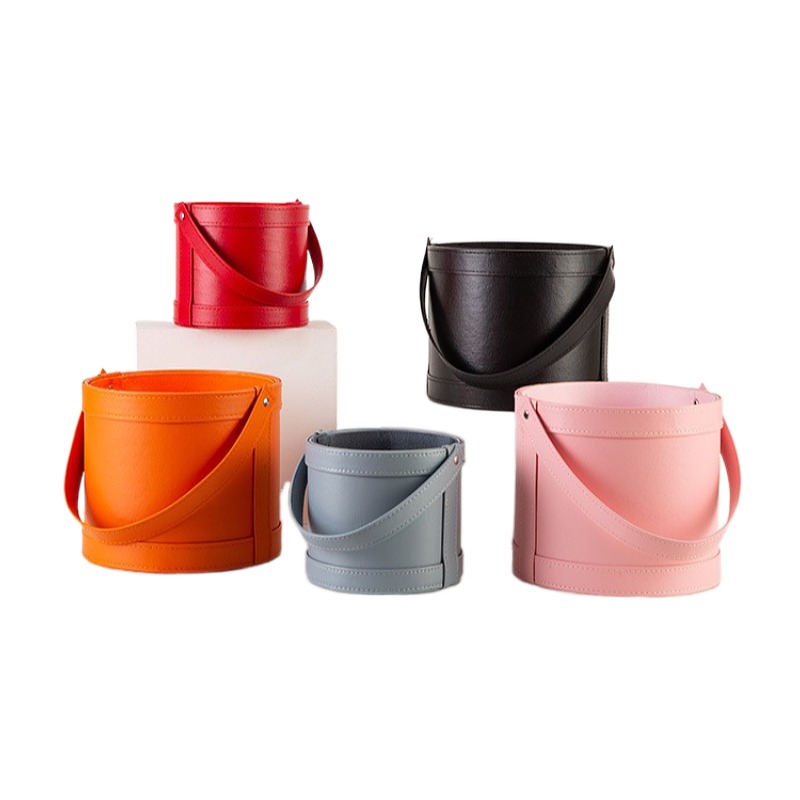 Portable Leather Round Gift Bo - Florist Supply Buckets บทวิจารณ์และราคา