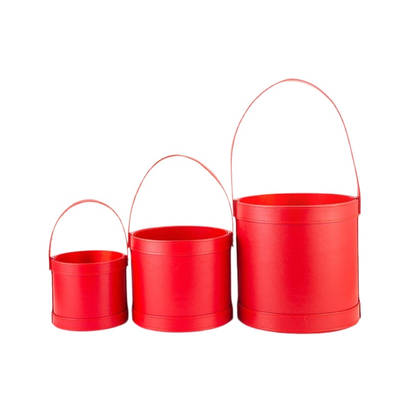 Portable Leather Round Gift Bo - Florist Supply Buckets บทวิจารณ์และราคา